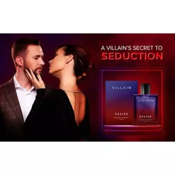 Парфюмерная вода Villain Desire для мужчин-100 мл | Супер чувственный и сильный аромат премиум-класса | Древесный, Пряный| Произведите впечатление на женщин и наслаждайтесь непревзойденной привлекательностью 100ML