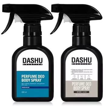 Парфюмированный дезодорант-спрей для тела Dashu Solution, аромат свежести синего цвета, 200 мл + аромат глубокого дерева, 200 мл, набор, 1 комплект