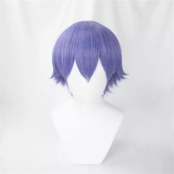 Парик Akixen Versatile Full Purple For Heat Festival, парик, мужской, женский, короткий, прямой, парик, мужчины, женщины, устойчивый, косплей, сетка для волос, событие,