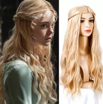Парик аниме 57 см для женщин, синтетические парики, длинные волнистые девушки, блондинка принцессы с косой, костюм для выпускного вечера, косплей, костюм на Хэллоуин, парик 57cm оранжевый