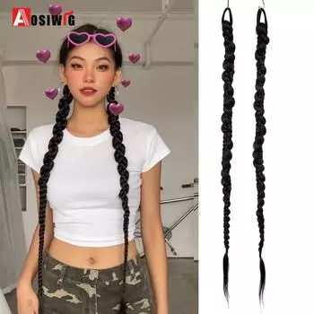 Парик AOSI, женская коса, хвост, наращивание волос, стиль боксерской закрутки, длинная коса, имитация волос, милая крутая пузырчатая коса для девочек