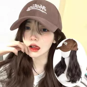 Парик-бейсболка кофейного цвета, слегка закрученный, женский, из синтетического волокна, подходит для вечеринок на Хэллоуин и Рождество