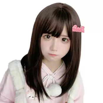 Парик Боб Средний Полный Парик Парик с Челкой Для Женщин Маленькое Лицо Милый Популярный Милый Светлый Парик Волос P&Z Полудлинный Женский (Сетка для волос включена)