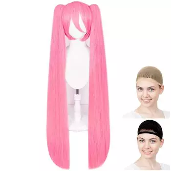 Парик CaseEden для косплея Premium Smooth Sakura Miku Hatsune Miku Twin Tails with Vance Pink 6109