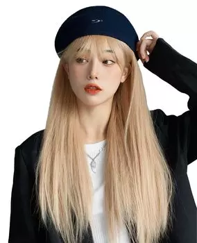 Парик длинный прямой парик полный парик натуральный косплей мой короткое лицо маленькое лицо популярный термостойкий парик в стиле Харадзюку модный гребень блонд золотой сеткой/с