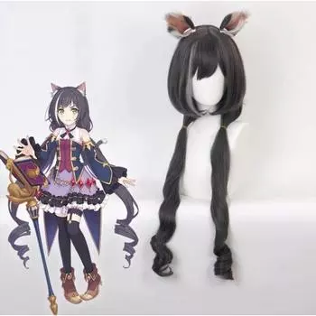 Парик длиной 113 см, аниме Princess Connect! ре:Длинный парик Dive Kyaru с ушками, костюм для косплея, термостойкие синтетические волосы, женские парики 110-113cm коричневый