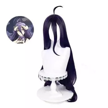 Парик для косплея Альбедо, парик для косплея Альбедо, высокое качество, 100 см, темно-фиолетовые термостойкие синтетические волосы, парики для аниме + шапочка для парика One Size