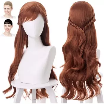 Парик для косплея CaseEden Frozen 2 Frozen2 Anna Braid Длинный коричневый белый парик Mercier Net Set of 2