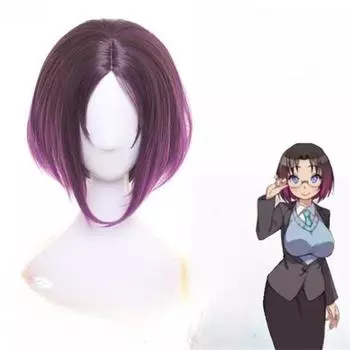 Парик для косплея Джои Элмы, аниме-девушка-дракон Кобаяши, градиент, короткие, фиолетовые, омбре, термостойкие синтетические волосы, парики для аниме + шапочка для парика One Size фиолетовый