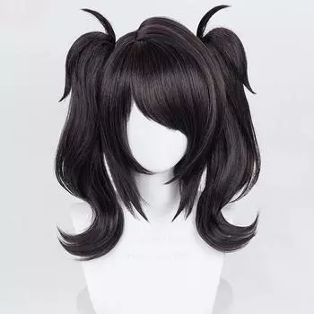 Парик для косплея Game Ame Angel-chan, короткие черные двойные хвостики, термостойкие синтетические волосы, OMG Kawaii, парики для аниме + шапочка для парика One Size