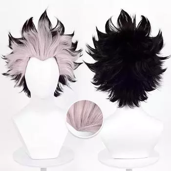 Парик для косплея Gen Narumi, розовый, черный, смешанный, короткий, термостойкий, синтетический, парик для Хэллоуина, аниме-парик + шапочка для парика One Size