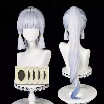 Парик для косплея Genshin Genshin Ayaka Kamisato, термостойкий парик для аниме, аксессуар для костюма для вечеринки и мероприятия, сетка для парика в комплекте