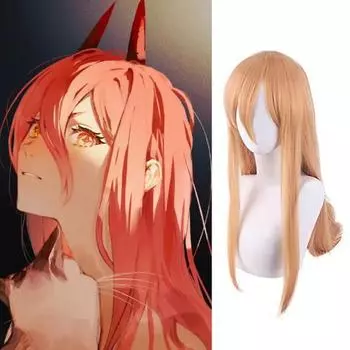 Парик для косплея, гладкие, мягкие, пушистые, дышащие, удлиненные, длинные, с полным имитацией ролевого покрытия, прямые волосы, парик в стиле аниме оранжевый