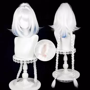 Парик для косплея Mualani Game Meztli Mualani Белый Синий Смешанный Длинный Плетеный Термостойкий Синтетический Волосы Парики для Хэллоуина + Шапочка для парика One Size