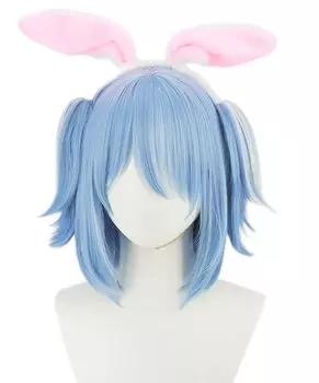 Парик для косплея Pekora Usada Blue White Gradient Heat Resistant Wig (Боб (с ушами))