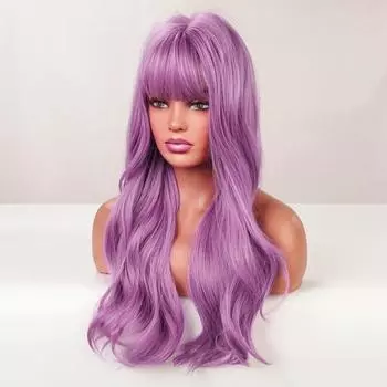Парик для косплея, привлекательный реквизит для ролевых игр, портативный прочный красочный парик с длинной вьющейся челкой для повседневной жизни