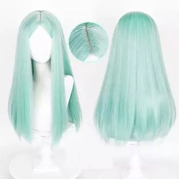 Парик для косплея Rebecca Cyberpunk Edgerunners Парик Rebecca Cyan Straight Центральный пробор Термостойкие волосы Аниме-парики + шапочка для парика One Size