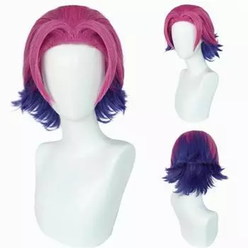 Парик для косплея Shieda Kayn LOL Heartsteel Shieda Kayn 30 см, красные, смешанные, фиолетовые, термостойкие синтетические волосы, игровые парики для аниме + шапочка для парика One Size