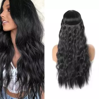 Парик для наращивания волнистой рыбной нити, термостойкий парик из волокна, натуральный и удобный, подходит для повседневного ношения девушками