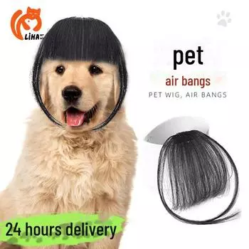 Парик для собак Air Bangs: Забавный зажим для аксессуара для костюма с шерстью питомца without sideburns естественный/чёрный