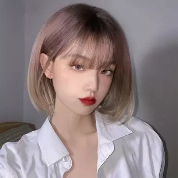 Парик Eileen Bob Brown x Beige, натуральный пушистый парик, прямой, с эффектом маленького лица, сетка в комплекте, женский