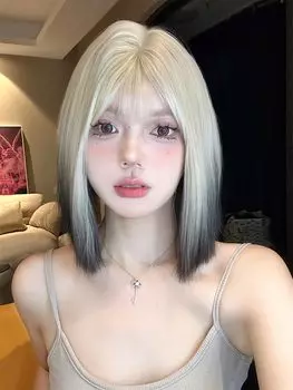 Парик Eileen Gold x Black, натуральный, пушистый, прямой, с эффектом маленького лица, сетка в комплекте, женский
