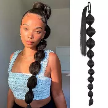 Парик-фонарь с пузырьками и хвостиком 30 дюймов, женский длинный синтетический парик с косичками, натуральный, для ролевых игр на Хэллоуин, вечеринка