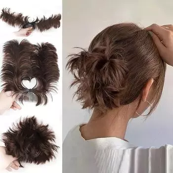 Парик GFun Bun, большая шпилька для волос в японском стиле, свадебный косплей, церемония совершеннолетия, помолвка, китайский частичный парик, светло-коричневый, Shichi-Go-San светло-коричневого