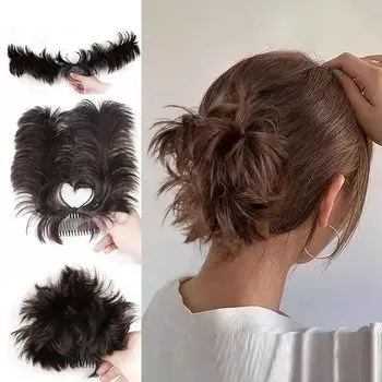 Парик GFun Bun, большая шпилька для волос в японском стиле, свадебный косплей, церемония совершеннолетия, помолвка, китайский частичный парик, темно-коричневый Shichi-Go-San темно-коричневого