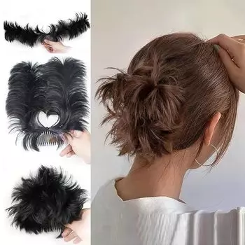 Парик GFun Bun, большая шпилька для волос в японском стиле, свадебный косплей, церемония совершеннолетия, помолвка, китайский частичный парик, натуральный черный Shichi-Go-San