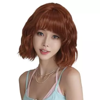 Парик HAIRCUBE, короткий парик с локонами, оранжевый, красный, для переодевания, волнистый, полный парик, перманентный, популярный, в стиле Харадзюку, для женщин, в стиле Лолиты, для косплея, с маленьким лицом, термостойкий