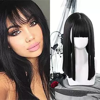 Парик из длинных прямых волос Bybrana, термостойкий синтетический парик, женский черный искусственный парик 60cm