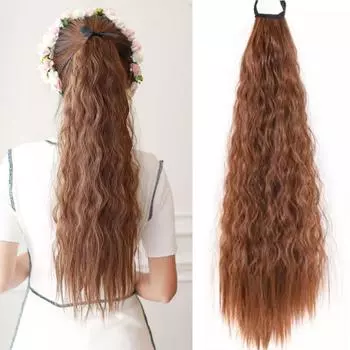 Парик из конского хвоста, вьющиеся волосы, резинка для волн и натуральные аксессуары для волос для ежедневного использования.