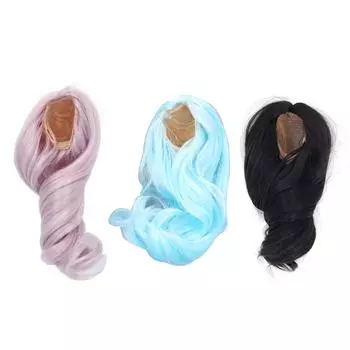 Парик из кукольных волос 1/6, окружность головы 15,5–17,5 см, мягкий шелковистый парик для кукольных волос, длинные вьющиеся волосы Black