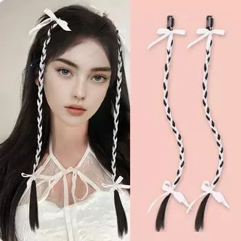 Парик из синтетического волокна для наращивания волос Bybrana Ribbon Atmосфера, черный, коричневый, пара париков из синтетического волокна