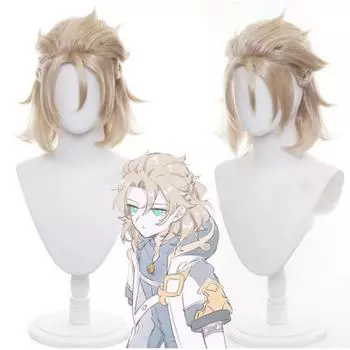 Парик Косплей Аниме Игра Genshin Impact Альбедо Плетеный Костюм Термостойкие Синтетические Волосы Мужчины Женщины Короткие Парики One Size хаки