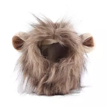 Парик Львиная грива для кошки На ремешке Милые львиные волосы Одежда для кошки Забавный головной убор для питомца Пушистые костюмы для S