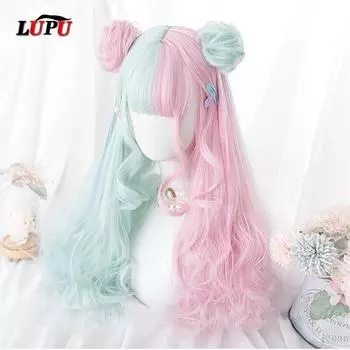 Парик Лолиты Женский парик для косплея с челкой Хэллоуин Рождество Синтетические волосы Термостойкие парики для косплея Парик для вечеринок Студенческий парик LUPU 60CM
