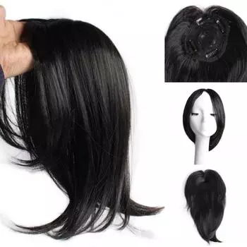 Парик на клипсе, цельный наращивание волос, синтетические волосы с челкой для женщин, термостойкие