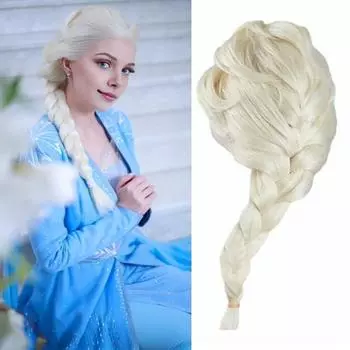 Парик принцессы аниме, длинный светлый плетеный парик без челки для взрослых, регулируемый без повреждений, косплей костюм золотистый