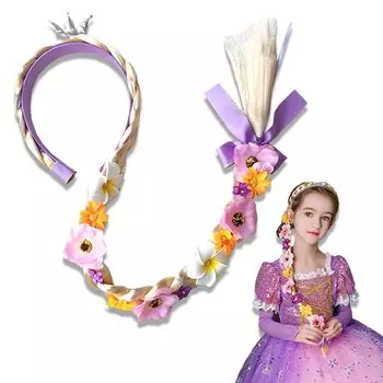 Парик Рапунцель, повязка на голову, детское украшение для волос, тиара Рапунцель, повязка на голову принцессы, парик для девочек, милая детская игрушка принцессы, реквизит для дня рождения