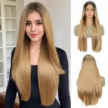 Парик с челкой, длинный прямой парик, термостойкий синтетический парик для женщин и девочек, для повседневного использования, для вечеринок, Хэллоуина, косплея 55cm