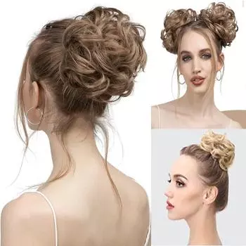 Парик с кольцом для волос, эластичная сумка для волос, пушистая натуральная сумка для волос, парик для вечеринки, модный парик