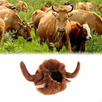 Парик с рогом для собаки, шляпа для коровы, нарядный головной убор для питомца, забавный бык на день рождения L