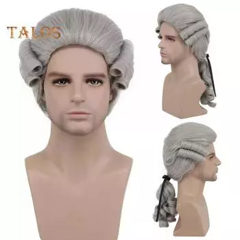 Парик судьи, натуральный, из высокотемпературного волокна, для мужчин и женщин, костюм на Хэллоуин, косплей, адвокат, длинные вьющиеся синтетические волосы, волнистая накладка на волосы чёрный