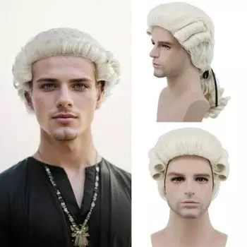 Парик судьи, натуральный, из высокотемпературного волокна, для мужчин и женщин, костюм на Хэллоуин, косплей, адвокат, длинные вьющиеся синтетические волосы, волнистая накладка на волосы серый