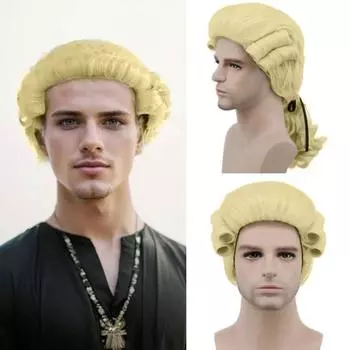 Парик судьи, натуральный, из высокотемпературного волокна, для мужчин и женщин, костюм на Хэллоуин, косплей, адвокат, длинные вьющиеся синтетические волосы, волнистая накладка на волосы серый