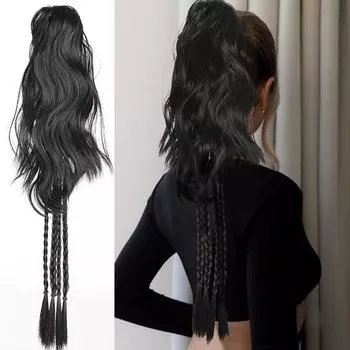Парик женский, длинные волосы, имитирующие водопад, волосы, наполовину завязанные в высокий хвост, парик, коса, милая крутая красотка, боксерская коса, хвостик