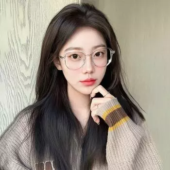 Парик женский имитация средней длины волосы темперамент стрижка лицо средний восемь символов без челки черные длинные волосы полный головной убор светло-коричневого