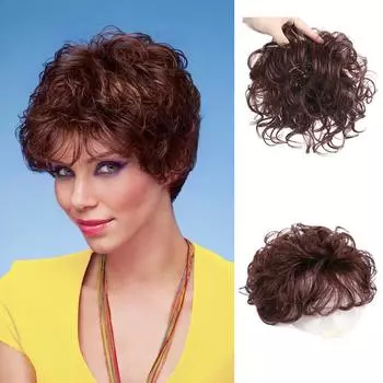 Парик женский, пушистый и бесследный, белый, светлый, тонкие, короткие, вьющиеся, невидимый, сменный блок для волос 6inch